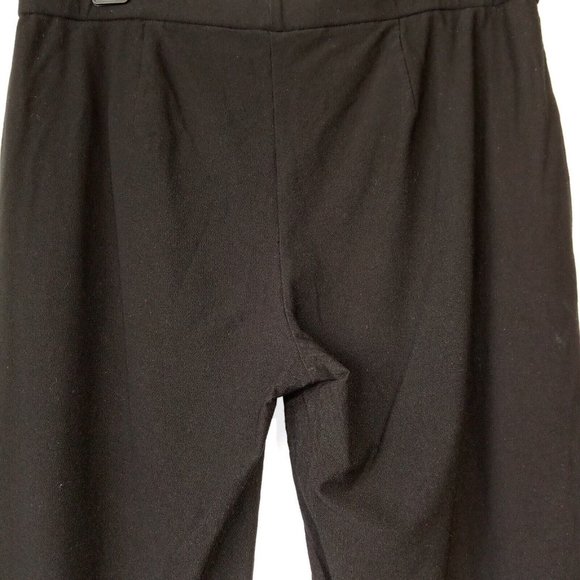 Eileen Fisher Black Pull On Pants MEDIUM Textured Stretch Fabric Wide Band - Picture 11 of 12